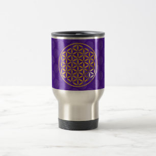 Caneca Térmica Flor Da Vida 1 - Carimbo Dourado padrão violeta