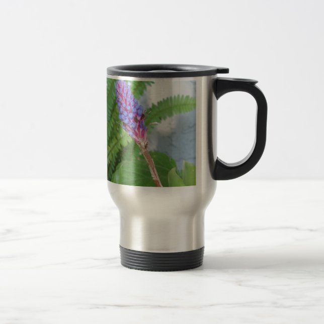 Caneca Térmica Flor de Bromelia de Cone Azul (Direita)