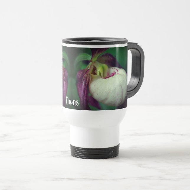 Caneca Térmica Flor de Dama Branca Personalizado (Frente Esquerda)
