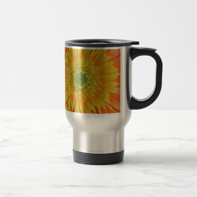 Caneca Térmica Flor de gerber laranja e amarelo (Direita)