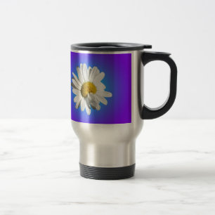 Caneca Térmica Flor de Margarida Branca Gradiente Azul Roxo