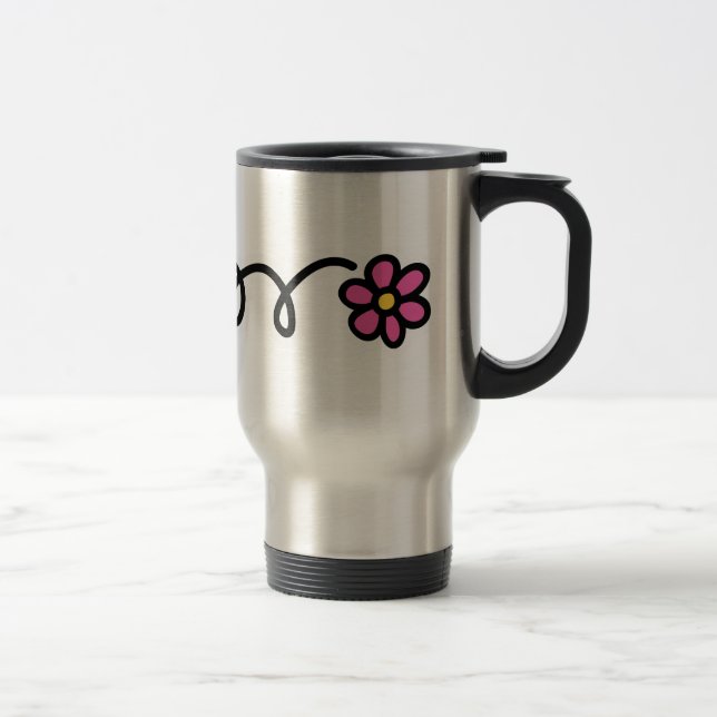 Caneca Térmica Flor de margarida rosa (Direita)