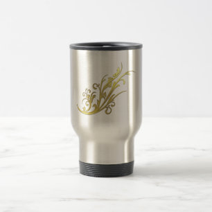 Caneca Térmica Flor Dourada abstrato Luxury Faux