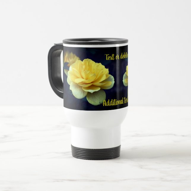 Caneca Térmica Flor Rosa Amarelo Personalizado (Frente Esquerda)