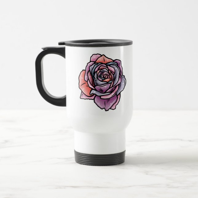 Caneca Térmica Flor Rosa colorido (Esquerda)