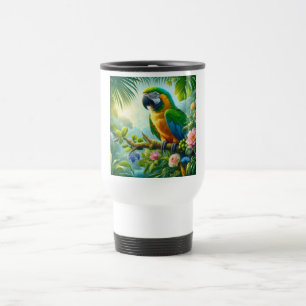 Caneca Térmica Flor tropical de macau verde