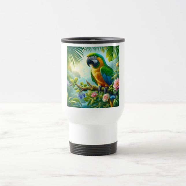 Caneca Térmica Flor tropical de macau verde (Centro)