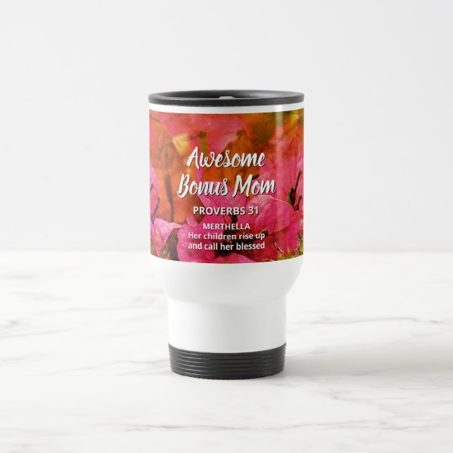 Caneca Térmica Floral AWESOME BONUS MOM Proverbs 31 (Centro)
