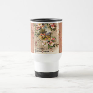 Caneca Térmica Floral Country de Aniversário Vitoriano Vintage 18