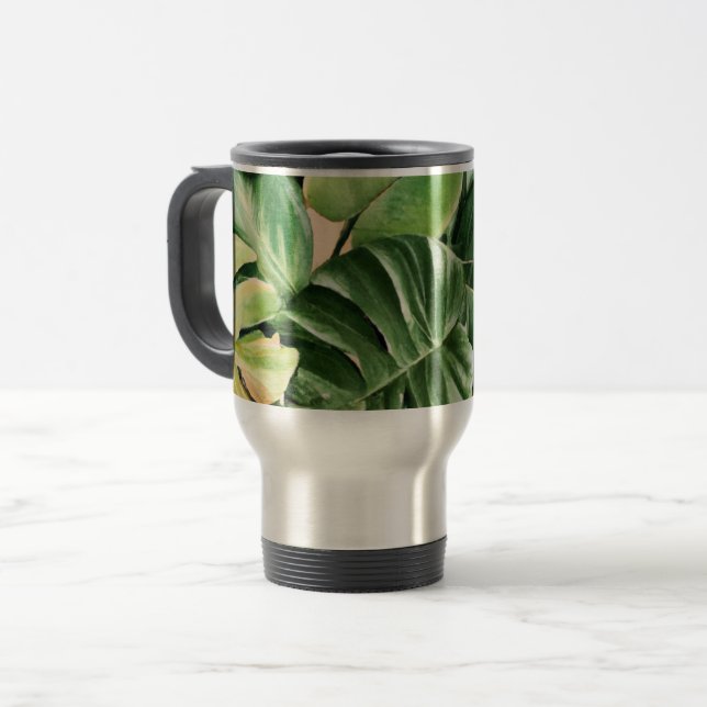 Caneca Térmica Floral/Havaí/Folha tropical (Frente Esquerda)