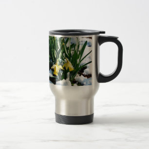 Caneca Térmica Flores amarelas Daffodils na neve