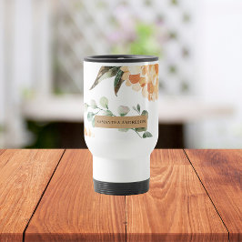 Caneca Térmica Flores Amarelas Modernas e Presente Personalizado 