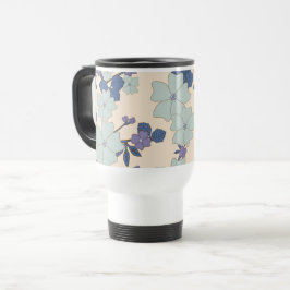 Caneca Térmica Flores Azuis, Flores Roxas, Padrão Floral