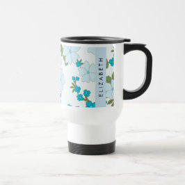 Caneca Térmica Flores Azuis, Padrão De Flores, Seu Nome