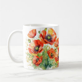 Caneca Térmica Flores bonito De Papoila Vermelha Monograma