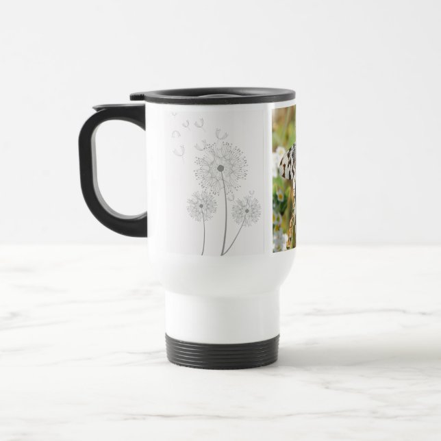 Caneca Térmica Flores Borboletas Florescer Casamento Chuva Paz (Esquerda)