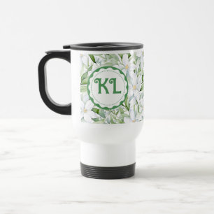 Caneca Térmica Flores Brancas bonito De Aquarela Personalizadas