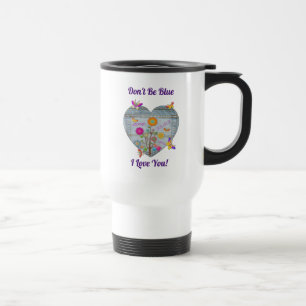Caneca Térmica Flores Cardíacas Denim Pocket Borboletas