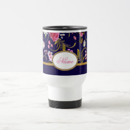 Caneca Térmica Flores cor-de-rosa do monograma