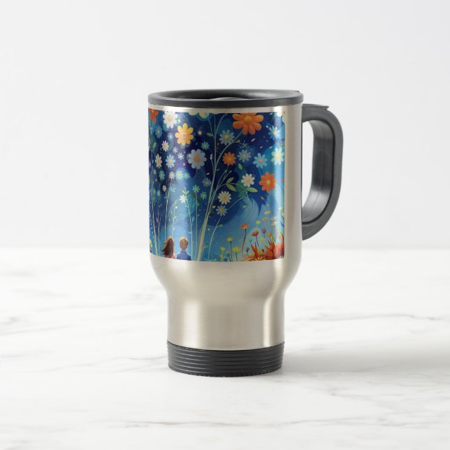Caneca Térmica flores cortadas no céu (Frente Esquerda)