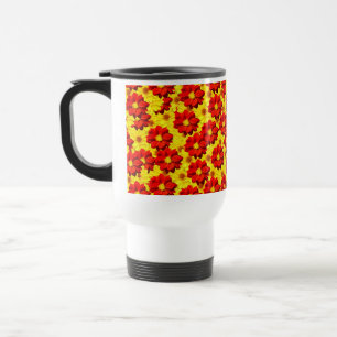 Caneca Térmica Flores da dália vermelha e amarela