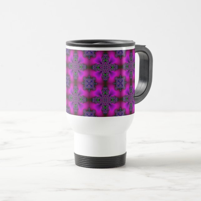 Caneca Térmica Flores de Artdeco no Estilo Retroativo (Frente Esquerda)