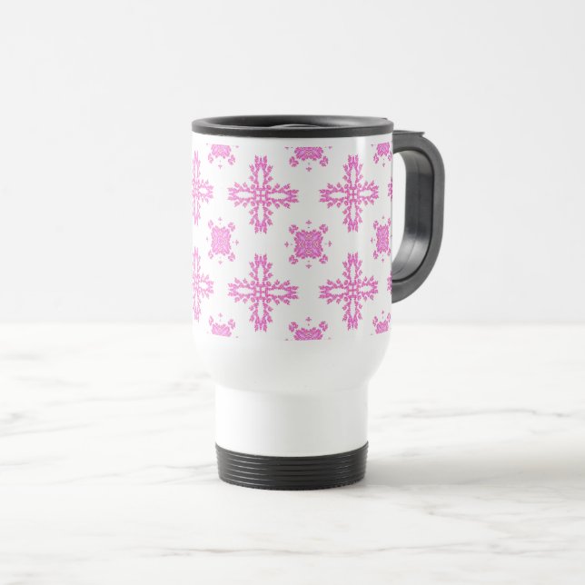 Caneca Térmica Flores de Artdeco no Estilo Retroativo (Frente Esquerda)