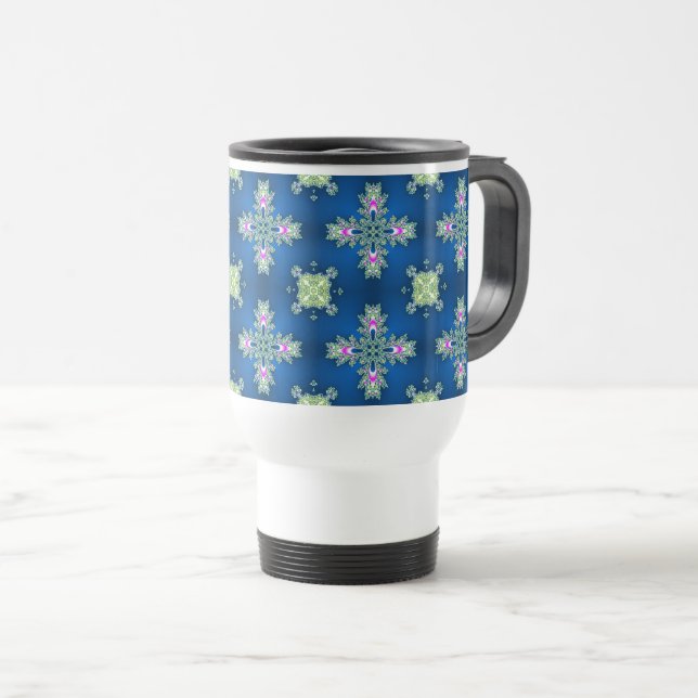 Caneca Térmica Flores de Artdeco no Estilo Retroativo (Frente Esquerda)