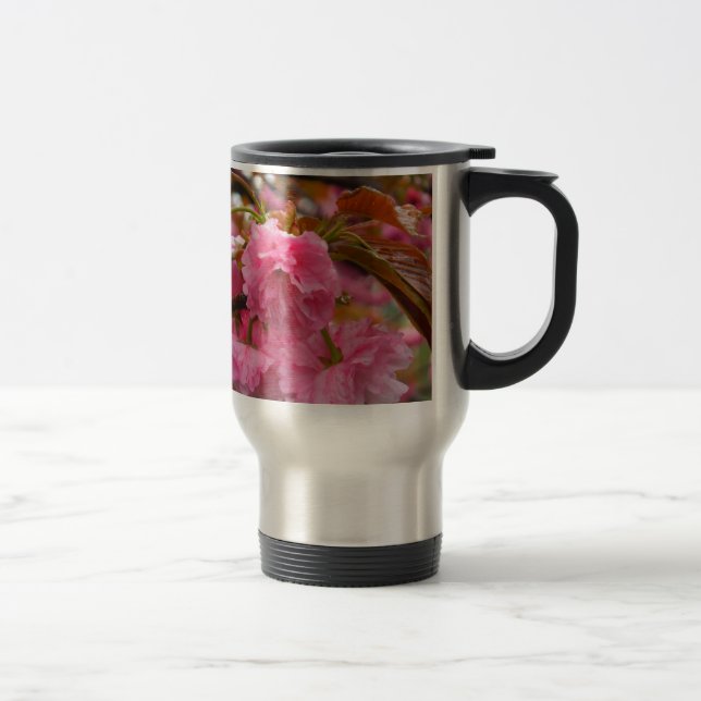 Caneca Térmica Flores de Flor de Cereja Rosa Quente (Direita)