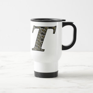 Caneca Térmica Flores de Hortênsia com Inicial de Monograma T