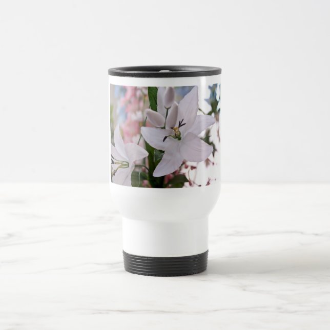 Caneca Térmica flores de lírio branco de casamento flora floral a (Centro)