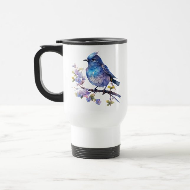 Caneca Térmica Flores de Pássaro de Fada Clipart de Aquarela-7361 (Esquerda)