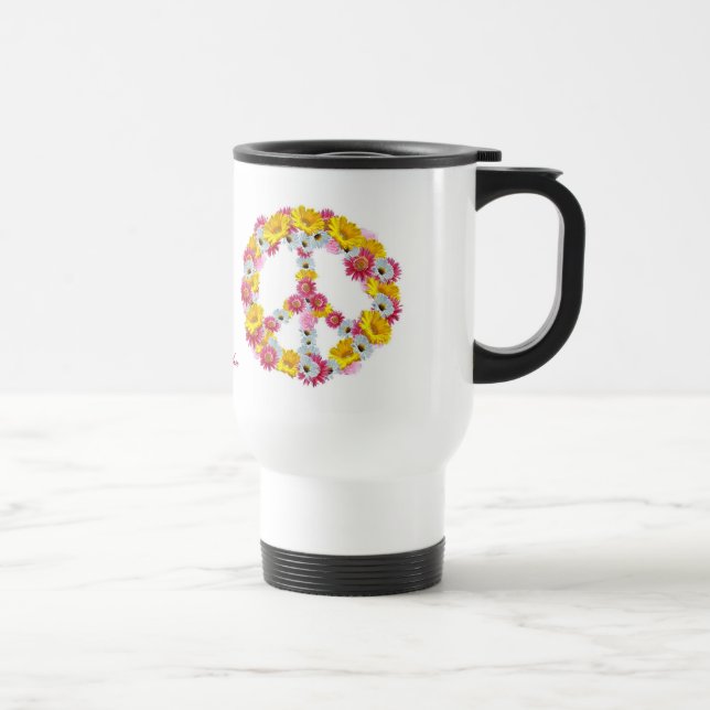 Caneca Térmica flores do sinal de paz, trabalhos de arte pelo (Direita)
