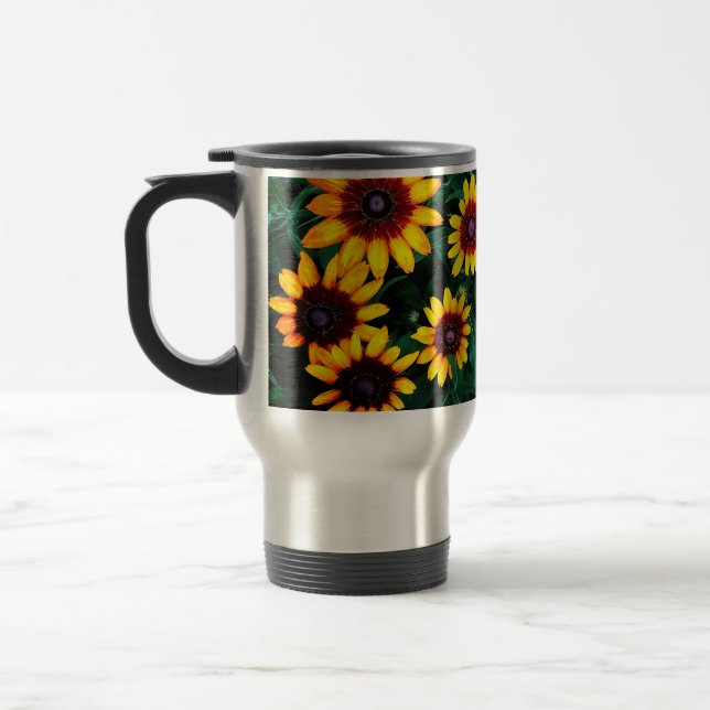 Caneca Térmica Flores laranja e castanho (Esquerda)