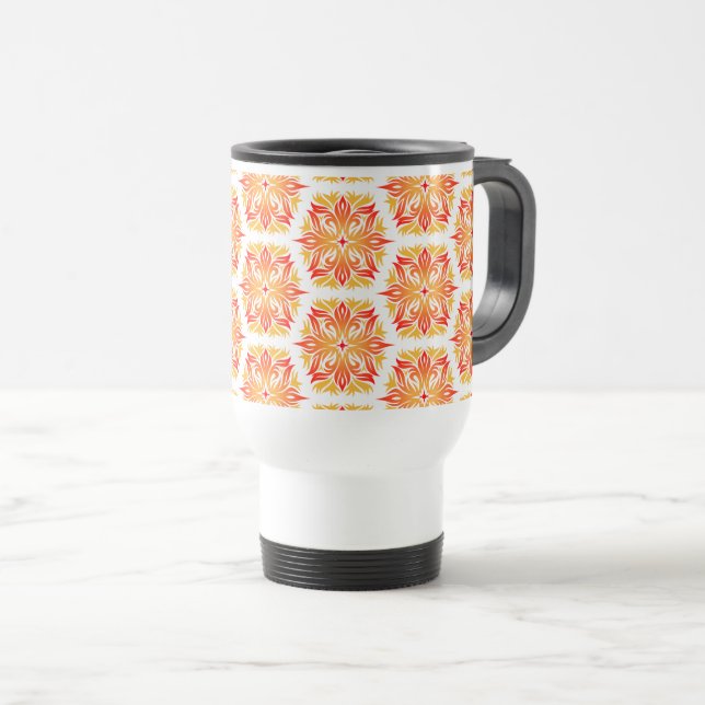 Caneca Térmica Flores Laranja, Padrão De Flores, Padrão Floral (Frente Esquerda)