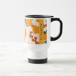 Caneca Térmica Flores Laranja, Padrão De Flores, Seu Nome