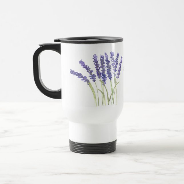 Caneca Térmica Flores lavandas Purple Floral Watercolor (Esquerda)