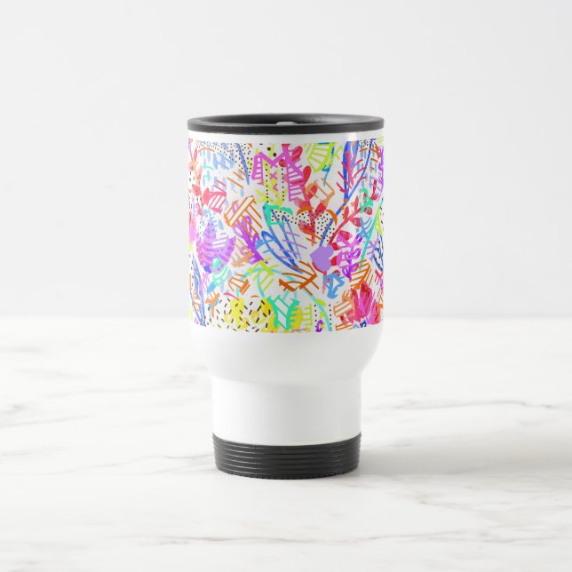 Caneca Térmica Flores pastéis abstratas (Centro)