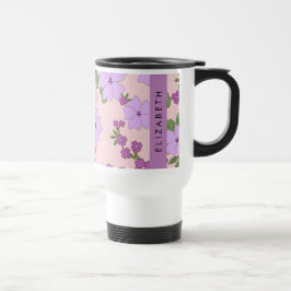 Caneca Térmica Flores Roxas, Padrão De Flores, Seu Nome