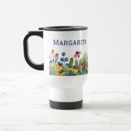 Caneca Térmica Flores selvagens 15oz Branco ou Aço inoxidável