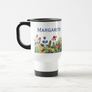 Caneca Térmica Flores selvagens 15oz Branco ou Aço inoxidável