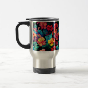 Caneca Térmica Flores Tropicais De Laranja Floral Com Folhas-6677