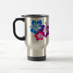 Caneca Térmica Flores tropicais do hibiscus em cores brilhantes