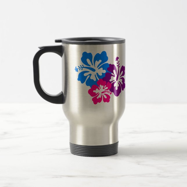 Caneca Térmica Flores tropicais do hibiscus em cores brilhantes (Esquerda)