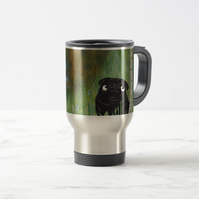 Caneca Térmica Floresta de Cachorro Gato Gustav Klimt (Frente Esquerda)