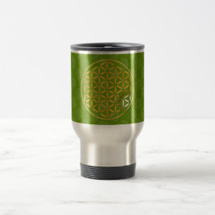 Caneca Térmica Flower Of Life 1 - stamp Gold green pattern