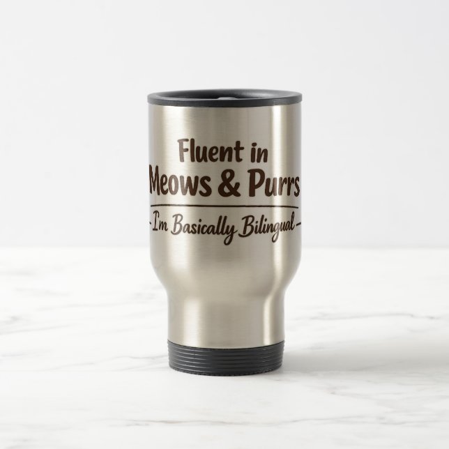 Caneca Térmica Fluente em Meows & Purrs Presente Divertido para A (Centro)