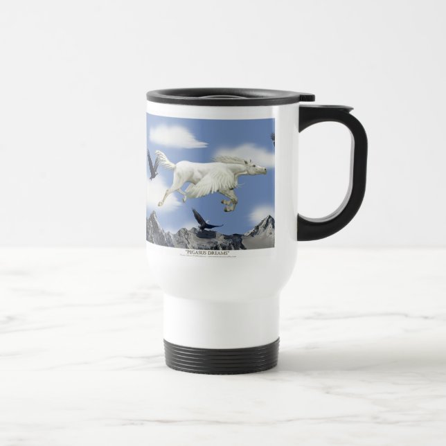 Caneca Térmica Flying Pegasus, Eagles & Mountain Fantasy Art (Direita)