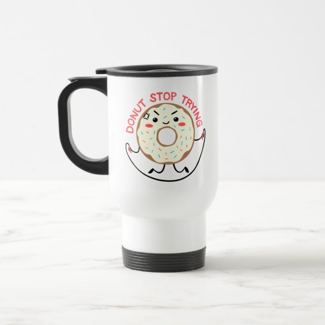 Caneca Térmica Fofo Exercício Kawaii Rosquinha Para De Tentar Ros (Esquerda)