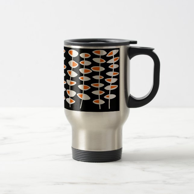 Caneca Térmica Folha Alternativa - Branco e Laranja em Preto (Direita)